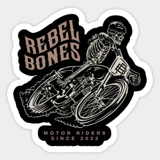 REBEL BONES - Only Front - Skeleton Biker Sticker